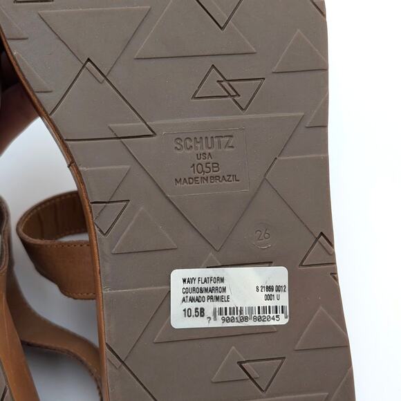 Schutz Wavy Ankle Strap Platform Sandals Women's Leather Brown Size US10.5B EU41 - Picture 9 of 11